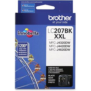 brother printer lc207bk super high yield ink cartridge, black