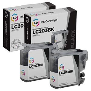 ld compatible ink cartridge replacement for brother lc203bk high yield (black, 2-pack)
