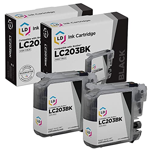 LD Compatible Ink Cartridge Replacement for Brother LC203BK High Yield (Black, 2-Pack)