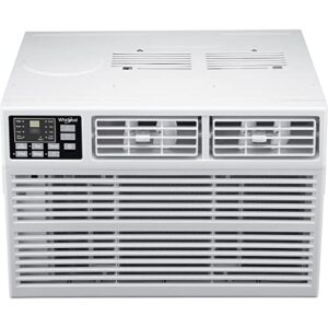 energy star 18,000 btu 230v window-mounted air conditioner with heat for rooms up to 1,000 sq. ft. and dehumidifier up to 4.75 pints/hour with remote control, lcd display, and 24h timer