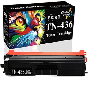 1-pack colorprint compatible toner cartridge replacement for brother tn436bk tn-436 tn436 tn433bk tn433 used for hl-l8260cdw hl-l8360cdw mfc-l8690cdw mfc-l8900cdw mfc-l8610cdw printer (black)