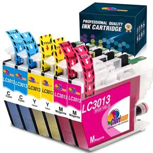 clorisun compatible ink cartridge replacement for lc3013 3013 lc3011 3011 color ink cartridges, for brother mfc-j487dw mfc-j491dw mfc-j497dw mfc-j690dw mfc-j895dw inkjet printers, 6 pack (2c 2m 2y)