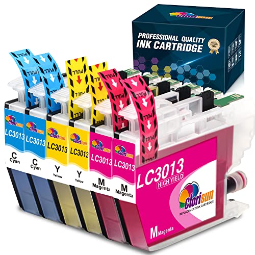 Clorisun Compatible Ink Cartridge Replacement for LC3013 3013 LC3011 3011 Color Ink Cartridges, for Brother MFC-J487DW MFC-J491DW MFC-J497DW MFC-J690DW MFC-J895DW Inkjet Printers, 6 Pack (2C 2M 2Y)