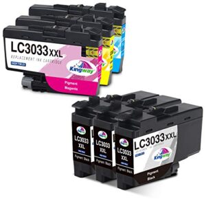 kingway upgraded lc3033xxl lc3033 lc3035 compatible ink cartridges replacement for brother mfc-j995dw mfc-j995dwxl mfc-j815dw, mfc-j805dw, mfc-j805dwxl printer (black, cyan, magenta, yellow, 6-pack)