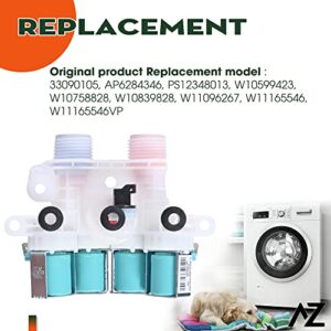 Washer Water Inlet Valve Replace For Whirlpool Cabrio WTW8500DR2 WTW8500DC2 WTW7500GC0 WTW7500GW0 WTW8500DC0 WTW5105HW0 WTW5105HW1 WTW7500GC2 WTW7500GW2 WTW8500DC5 WTW7500GW WTW8500DW WTW8500DW1