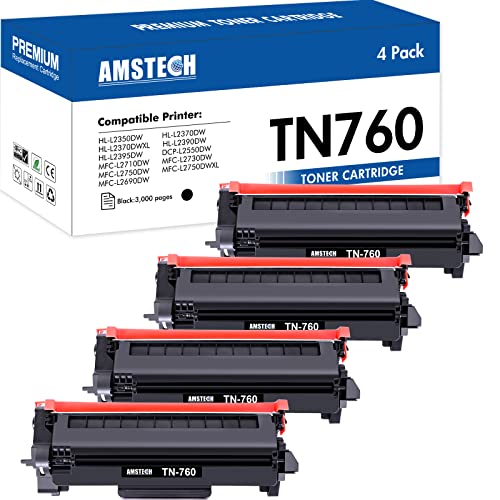 TN760 TN 760 Toner TN-730/TN-760 TN-760 Toner Cartridge Black High Yield Compatible Replacement for Brother TN760 TN730 TN-760 TN 730 TN-730 for MFC-L2710DW MFC-L2750DW DCP-L2550DW Printer 4-Pack