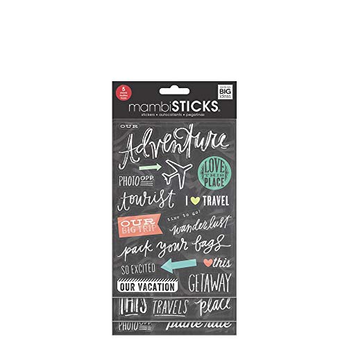 me & my BIG ideas mambiChips Chipboard Stickers - Scrapbooking Supplies - Tourist Theme - Black, White & Multi-Color - Great for Projects, Scrapbooks & Albums - 5 Sheets, 100 Stickers Total