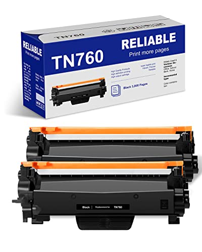 TN-760 TN-730 Toner Cartridges for Toner Brother TN730 TN760 Compatible for Brother MFC-L2710DW HL-L2395DW DCP-L2550DW HL-L2370DW MFC-L2750DW HL-L2390DW HL-L2350DW Printer(2 Black)