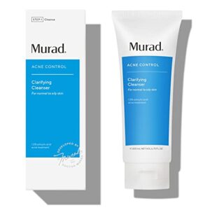 murad clarifying cleanser – acne control salicylic acid & green tea extract face wash – exfoliating acne skin care treatment backed by science, 6.75 oz