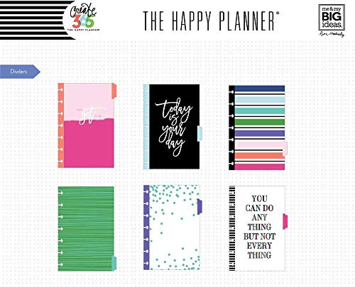 me & my BIG ideas 6 Month Calendar Extension - The Happy Planner Scrapbooking Supplies - 6 Pre-Punched Dividers - Undated Monthly & Weekly - 2 Sticker Sheets with Months and Numbers - Mini Size