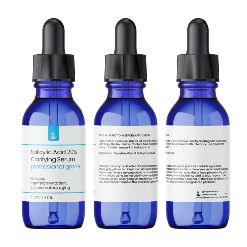 Salicylic Acid 20% Serum, Professional Grade, Acne, Hyper-pigmentation, & Premature Aging, Serum, 1 oz with glass dropper (1 oz (20% Serum))