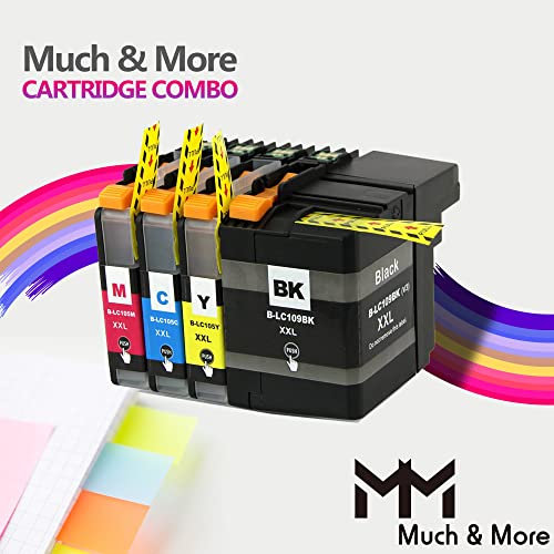 MM MUCH & MORE Ink Cartridge Replacement for Brother LC109 XXL LC109BK LC109XXL LC-109 LC105C LC105M LC105Y to use with MFC-J6520DW J6720DW J6920DW Printers (4-Pack, Black + Cyan + Magenta + Yellow)