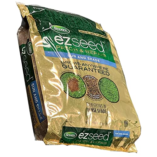 Scotts EZ Seed Patch and Repair Sun and Shade - 25 LB, Combination Mulch, Seed, and Fertilizer, Repairs Bare Spots, Includes Tackifier to Reduce Seed Wash-Away, Seeds up to 556 sq. ft.