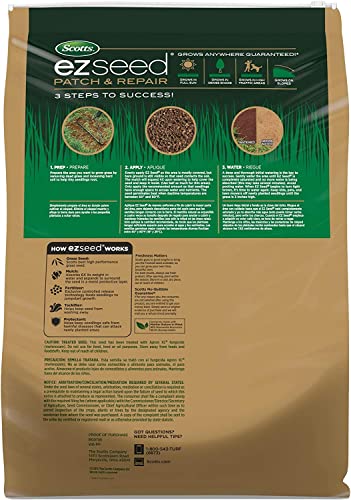 Scotts EZ Seed Patch and Repair Sun and Shade - 25 LB, Combination Mulch, Seed, and Fertilizer, Repairs Bare Spots, Includes Tackifier to Reduce Seed Wash-Away, Seeds up to 556 sq. ft.