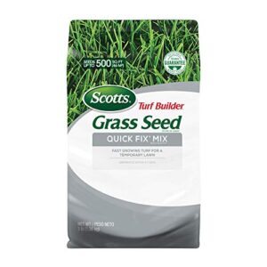 scotts turf builder grass seed quick fix mix fast growing turf for a temporary lawn, germinates in 4-7 days, 3 lbs.