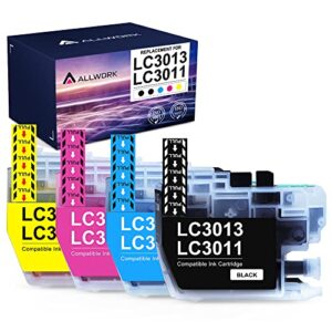 allwork [ new version lc3013 3011 compatible ink cartridges replacement for brother lc3013 lc3011 ink cartridges works with brother mfc-j690dw mfc-j491dw mfc-j497dw mfc-j895dw inkjet printer 4 packs