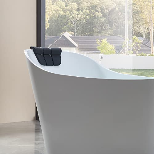 Empava 67 in. Acrylic Freestanding Tub Hydromassage Gracefully Oval Shaped Whirlpool 7 Water Jets Soaking SPA, Single-Ended Massage Bathtub with Pillow