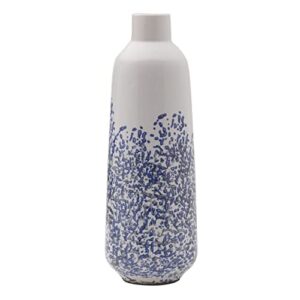 scott living blue and white ceramic vase, for use with faux or dried flowers, 4.92×4.92×14.96 inch