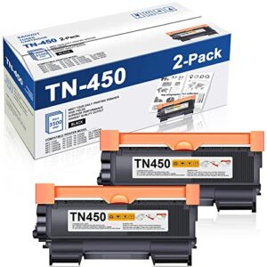 tn-450 tn450 toner cartridge black high yield compatible replacement for brother tn450 tn420 hl-2240d hl-2270dw hl-2280dw mfc-7360n mfc-7860dw intellifax 2840 2940 printer, tn4502pk toner