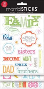 me & my big ideas glitter sticker flip value pack, family-you and me