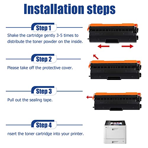 RUYY (Black,1 Pack) TN433BK TN-433 TN433 High Yield Toner Cartridge Replacement for Brother HL-L8260CDW L8360CDW L9310CDW L9310CDWT DCP-L8410CDW MFC-L8610CDW L8900CDW L9570CDW Toner Printer