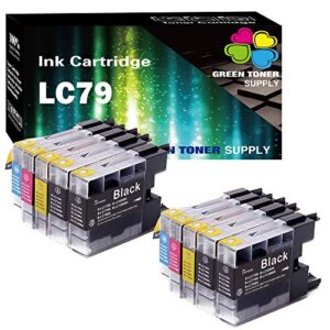 green toner supply™ (pack of 10) compatible replacement for brother lc79cl lc79 ink cartridge lc79xxl lc79 xxl super high yield (large black) work for mfc-j6910cdw mfc-j6710cdw printer (4b2c2y2m)