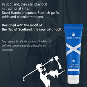 Scott Hamish Classic Golf Sun Cream SPF50+ PA++++ - UVA/UVB Face Sunscreen with Vitamin C - Waterproof Sunscreen to Hydrate & Smoothen Wrinkles - No White Cast, Non-Greasy, Transfer Free, 1.35 oz.