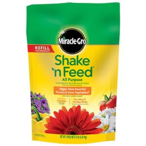 miracle-gro shake ‘n feed continuous release all purpose plant food, 8-pound (slow release plant fertilizer)