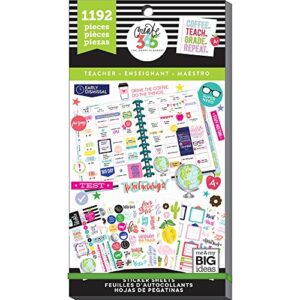 me & my big ideas sticker value pack for classic planner – the happy planner scrapbooking supplies – teacher theme – multi-color – great for projects & albums – 30 sheets, 1192 stickers total