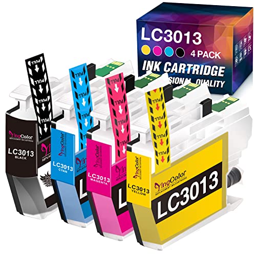 Compatible LC3013 Ink Cartridge BK/C/M/Y Replacement for Brother LC3013 LC3011 for Brother MFC-J895DW MFC-J497DW MFC-J491DW MFC-J690DW Printer (1 Black, 1 Cyan, 1 Magenta, 1 Yellow)-Yingcolor