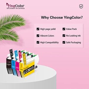 Compatible LC3013 Ink Cartridge BK/C/M/Y Replacement for Brother LC3013 LC3011 for Brother MFC-J895DW MFC-J497DW MFC-J491DW MFC-J690DW Printer (1 Black, 1 Cyan, 1 Magenta, 1 Yellow)-Yingcolor