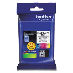 brother lc30293pk xxl high yield ink cartridge set of cyan, magenta yellow in retail packing