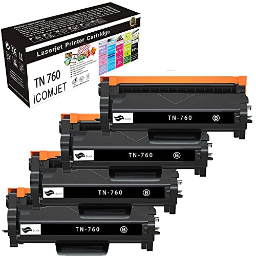 ICOMJET Compatible Toner Cartridge Replacement for Brother TN760 TN-760 TN730 Work for Brother HL-L2350DW HL-L2370DW MFC-L2730DW HL-L2390DW HL-L2395DW DCP-L2550DW MFC-L2710DW MFC-L2750DW (4BLACK)