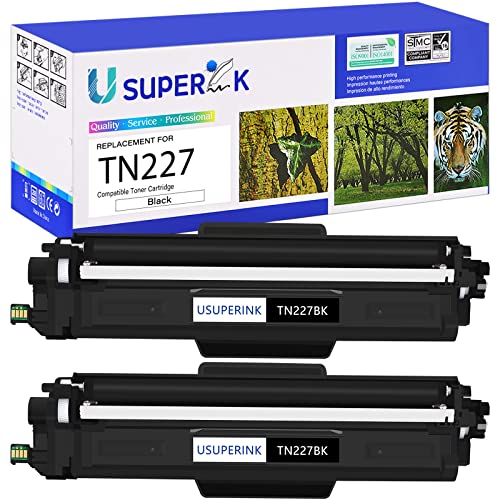 USUPERINK Compatible Toner Cartridge Replacement for Brother TN227 TN-227 TN-227BK TN223 TN223BK to use with HL-L3230CDN HL-L3290CDW DCP-L3550CDW MFC-L3770CDW HL-L3210CW Printer (2 Pack, Black)