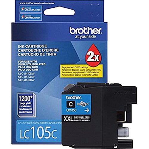 Brother Genuine LC105C Super High Yield XXL Cyan -Ink -Cartridges