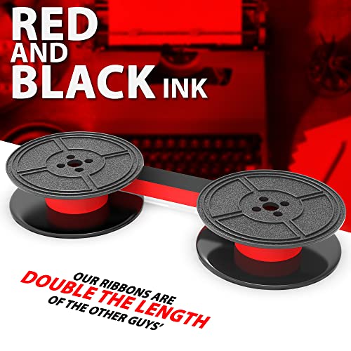 Inkvo Twin Spool Typewriter Ribbon - Combo Pack - Red and Black Ink - Fresh Ink Replacement - Compatible with Smith Corona, Royal, Remmington, Underwood, Brother, Olivetti, Olympia, Adler and More