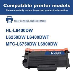 Ultra High Yield TN-890 2 Pack Black Toner Cartridge Compatible TN890 Replacement for Brother HL-L6250DW HL-L6400DW HL-L6400DWT MFC-L6750DW MFC-L6900DW Printers.