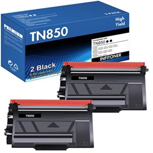 tn850 tn 850 high yield toner cartridge 2 pack compatible replacement for brother tn850 tn-850 tn820 hl-l6200dw mfc-l5850dw l5900dw mfc-l5700dw hl-l5200dw mfc-l5900dw mfc-l6800dw printer black