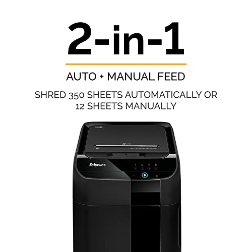 Fellowes AutoMax 350C Cross-Cut Commercial Office Auto Feed 2-in-1 Paper Shredder with 350 Sheet Capacity (4694001)