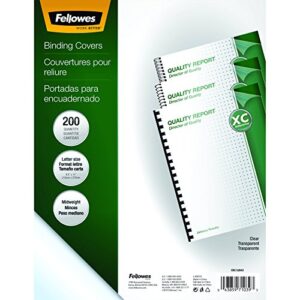 fellowes crystals clear pvc binding covers, 8mil letter, 200 pack (5204303)