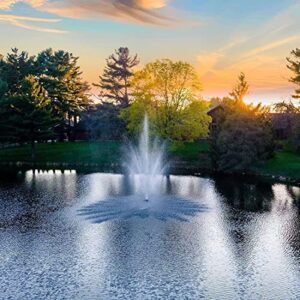 scott aerator amherst 1 horse power 115v large pond fountain | maintenance free stainless steel fountain pump | aerating fountain for ponds & lakes with 100 ft. 10 gauge submersible power cord
