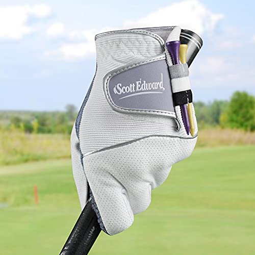 Scott Edward Mens Golf Glove, No-Slip, Breathable, Soft, Worn on Left Hand White Palm (XXL)