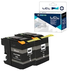 lcl compatible ink cartridge replacement for brother lc109 lc109bk lc105 xxl 2400 pages super high yield mfc-j6520dw j6720dw j6920dw (2-pack black )