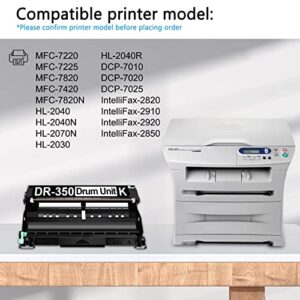 DR-350 DR350 Drum Unit Black Compatible Replacement for Brother DR350 Drum DCP-7010 IntelliFax-2820 2910 MFC-7220 7225 7820 HL-2040 2040N 2070N Series Printer - Toner Not Include