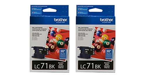 Brother LC71BK Ink Cartridge (Black, 2-Pack) in Retail Packaging