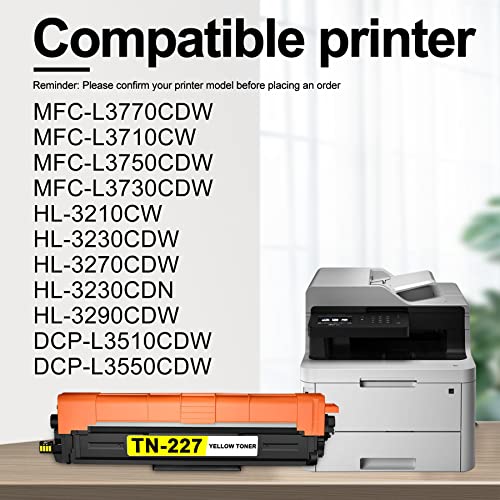 GRATLOV 1-Yellow TN227 TN-227 TN227Y Toner Cartridge Replacement for Brother TN-227Y HL-L3230CDW HL-L3270CDW MFC-L3710CW DCP-L3510CDW