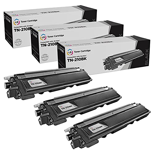 LD Compatible Toner Cartridge Replacement for Brother TN210BK (Black, 3-Pack)