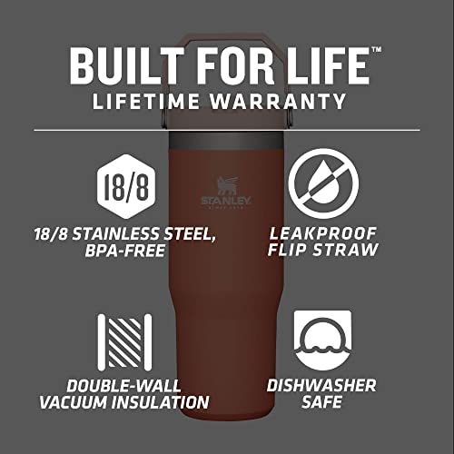 Stanley IceFlow Stainless Steel Tumbler with Straw, Vacuum Insulated Water Bottle for Home, Office or Car, Reusable Cup with Straw Leakproof Flip (Grapefruit)