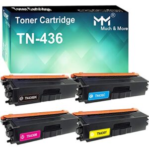 mm much & more compatible toner cartridge replacement for brother tn436 tn-436 used for hl-l8260cdw l8260cdn l8360cdw mfc-l8690cdw l8900cdw l8610cdw dcp-l8410cdw (black + cyan + magenta + yellow)
