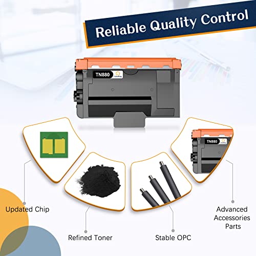Colorking Compatible TN880 Super High Yield Toner Cartridge Replacement for Brother TN880 TN 880 TN-880 HL-L6200DW MFC-L6700DW MFC-L6800DW HL-L6300DW HL-L6200DWT HL-L6300DW MFC-L6900DW Printer 4 Pack